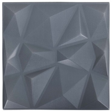 vidaXL Πάνελ τοίχου 48 τμχ. 50 x 50 cm Διαμάντι Γκρι Φελιζόλ XPS