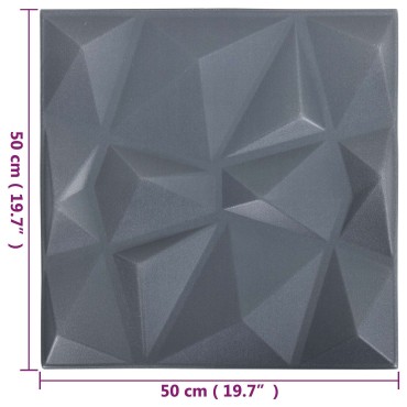 vidaXL Πάνελ τοίχου 12 τμχ. 50 x 50 cm Οριγκάμι Γκρι Φελιζόλ XPS