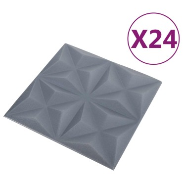 vidaXL Πάνελ τοίχου 24 τμχ. 50 x 50 cm Οριγκάμι Γκρι Φελιζόλ XPS