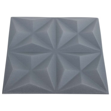 vidaXL Πάνελ τοίχου 24 τμχ. 50 x 50 cm Οριγκάμι Γκρι Φελιζόλ XPS