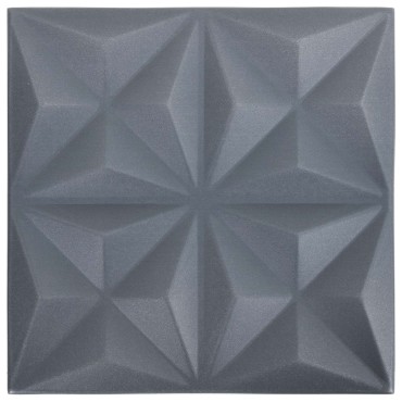 vidaXL Πάνελ τοίχου 48 τμχ. 50 x 50 cm Οριγκάμι Γκρι Φελιζόλ XPS