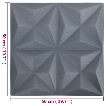 vidaXL Πάνελ τοίχου 48 τμχ. 50 x 50 cm Οριγκάμι Γκρι Φελιζόλ XPS