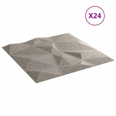 vidaXL Πάνελ τοίχου 24 τμχ. 50 x 50 cm Γκρι Σκυροδέματος Φελιζόλ XPS