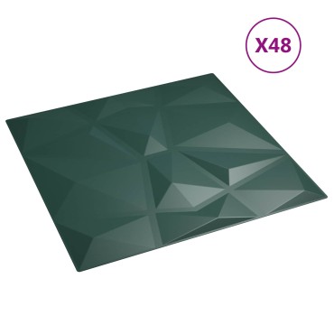 vidaXL Πάνελ τοίχου 48 τμχ. 50 x 50 cm Πράσινο Φελιζόλ XPS