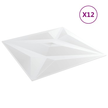 vidaXL Πάνελ τοίχου 12 τμχ. 50 x 50 cm Άσπρο Αστέρι Φελιζόλ XPS