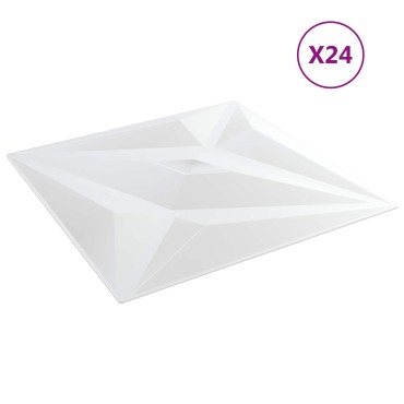 vidaXL Πάνελ τοίχου 24 τμχ. 50 x 50 cm Άσπρο Αστέρι Φελιζόλ XPS