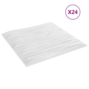 vidaXL Πάνελ τοίχου 24 τμχ. 50 x 50 cm Άσπρη Πέτρα Φελιζόλ XPS