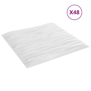 vidaXL Πάνελ τοίχου 48 τμχ. 50 x 50 cm Άσπρη Πέτρα Φελιζόλ XPS