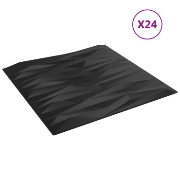 vidaXL Πάνελ τοίχου 24 τμχ. 50 x 50 cm Μαύρη Πέτρα Φελιζόλ XPS