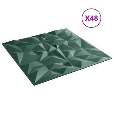 vidaXL Πάνελ τοίχου 48 τμχ. 50 x 50 cm Αμέθυστος Πράσινο Φελιζόλ XPS