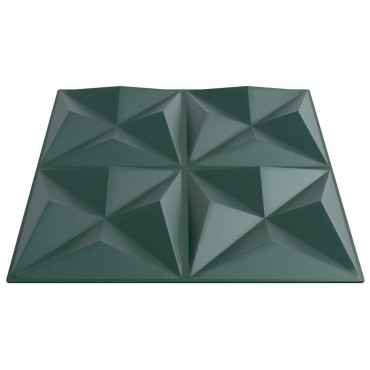 vidaXL Πάνελ τοίχου 12 τμχ. 50 x 50 cm Οριγκάμι Πράσινο Φελιζόλ XPS