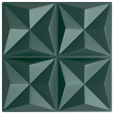 vidaXL Πάνελ τοίχου 48 τμχ. 50 x 50 cm Οριγκάμι Πράσινο Φελιζόλ XPS