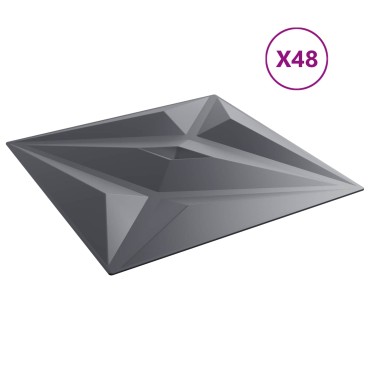 vidaXL Πάνελ τοίχου 48 τμχ. 50 x 50 cm Αστέρι Γκρι Φελιζόλ XPS
