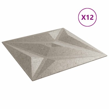 vidaXL Πάνελ τοίχου 12 τμχ. 50 x 50 cm Αστέρι Μπετόν Φελιζόλ XPS