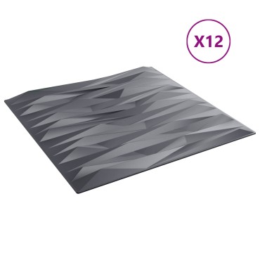 vidaXL Πάνελ τοίχου 12 τμχ. 50 x 50 cm Γκρίζο Πέτρες Φελιζόλ XPS