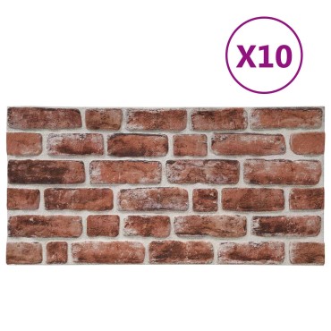 vidaXL Πάνελ τοίχου 10 τμχ. 100 x 50 cm Σκούρο Καφέ και Λευκό