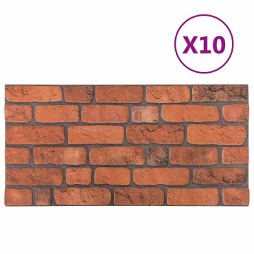 vidaXL Πάνελ τοίχου 10 τμχ. 100 x 50 cm Τερακότα Αφρός EPS