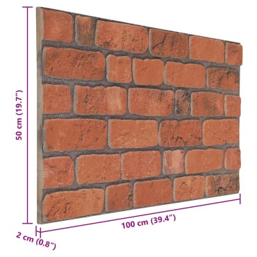 vidaXL Πάνελ τοίχου 10 τμχ. 100 x 50 cm Τερακότα Αφρός EPS