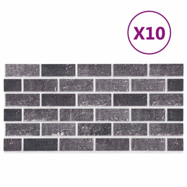 vidaXL Πάνελ τοίχου 10 τμχ. 100 x 50 cm Μαύρο και Γκρι Αφρός EPS