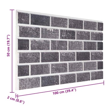 vidaXL Πάνελ τοίχου 10 τμχ. 100 x 50 cm Μαύρο και Γκρι Αφρός EPS