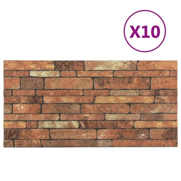 vidaXL Πάνελ τοίχου 10 τμχ. 100 x 50 cm Καφέ και Λευκό Αφρός EPS