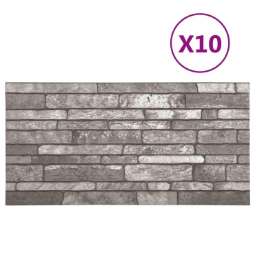 vidaXL Πάνελ τοίχου 10 τμχ. 100 x 50 cm Σκούρο Γκρι Αφρός EPS