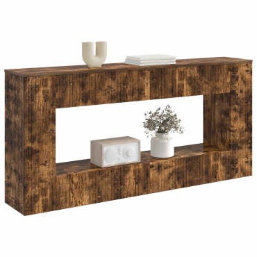 vidaXL Τραπέζι κονσόλας Ριγέ Καπνιστή Δρυς 155x29x74cm