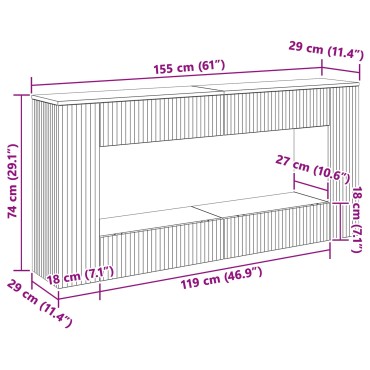 vidaXL Τραπέζι κονσόλας Καπνιστή Δρυς 155x29x74cm