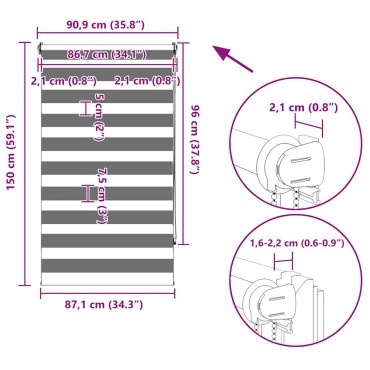 vidaXL Στόρι Ζέβρα 90,9 x 150 εκ. Πλάτος Υφάσματος 86,7 εκ. Καφέ
