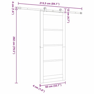 vidaXL Συρόμενη Πόρτα ORKDAL Λευκό 83 x 202 εκ.