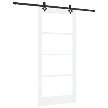 vidaXL Συρόμενη Πόρτα ORKDAL 93 x 202 cm Μασίφ ξύλο πεύκου και γυαλί
