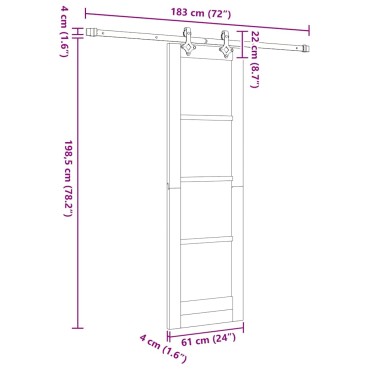 vidaXL Συρόμενη Πόρτα Φυσικό 61 x 198,5 εκ.