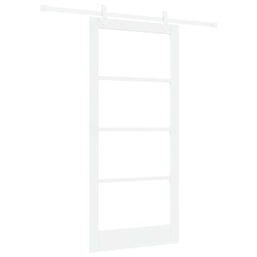 vidaXL Συρόμενη Πόρτα 93 x 202 cm Μασίφ ξύλο πεύκου και γυαλί Λευκό