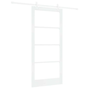 vidaXL Συρόμενη Πόρτα 93 x 202 cm Μασίφ ξύλο πεύκου και γυαλί Λευκό