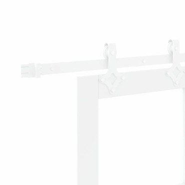 vidaXL Συρόμενη Πόρτα 93 x 202 cm Μασίφ ξύλο πεύκου και γυαλί Λευκό