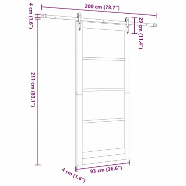 vidaXL Συρόμενη Πόρτα 93 x 211 εκ. Μασίφ ξύλο πεύκου και γυαλί Λευκό