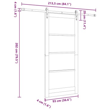 vidaXL Συρόμενη Πόρτα ORKDAL Φυσικό 93 x 202 cm