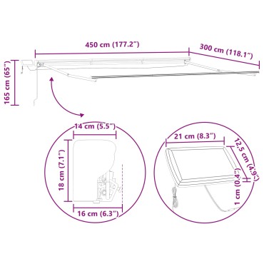vidaXL Χειροκίνητο πλαίσιο τέντας με LED 4,5 x 3 μ