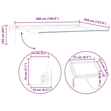 vidaXL Χειροκίνητο πλαίσιο τέντας με LED