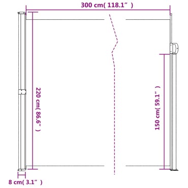vidaXL Σκίαστρο Πλαϊνό Συρόμενο Κρεμ 220 x 300 εκ.