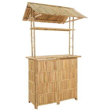vidaXL Εξωτερικό τραπέζι μπαρ Φυσικό 115x95x214cm Μπαμπού