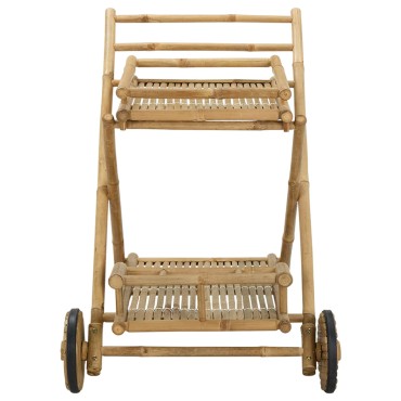 vidaXL Τρόλεϊ Υπηρεσίας με Ρόδες Φυσικό 79x67,5x84cm Μπαμπού