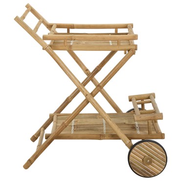 vidaXL Τρόλεϊ Υπηρεσίας με Ρόδες Φυσικό 79x67,5x84cm Μπαμπού