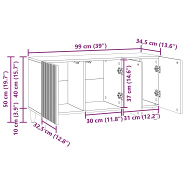 vidaXL Ντουλάπι TV 99x34,5x50cm Artisan Δρυς Επεξεργασμένο Ξύλο