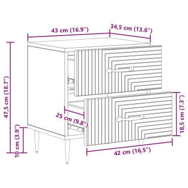 vidaXL Κομοδίνο Καπνισμένο Ξύλο Δρυός 43x34,5x47,5 εκ 1 τεμ.