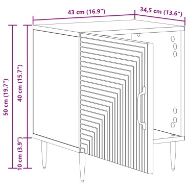 vidaXL Κομοδίνο Καπνισμένο Ξύλο Δρυός 43x34,5x50 εκ 1 τεμ.