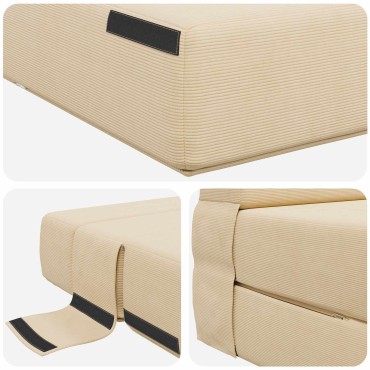 vidaXL Κρεβάτι Καναπέ Αναδιπλούμενο Κρεμ 70x80x60cm Ύφασμα