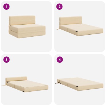 vidaXL Κρεβάτι Καναπέ Αναδιπλούμενο Κρεμ 70x80x60cm Ύφασμα