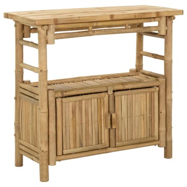 vidaXL Τραπέζι κονσόλας με ράφι Φυσικό 80x35x75cm Μπαμπού