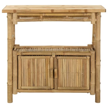 vidaXL Τραπέζι κονσόλας με ράφι Φυσικό 80x35x75cm Μπαμπού